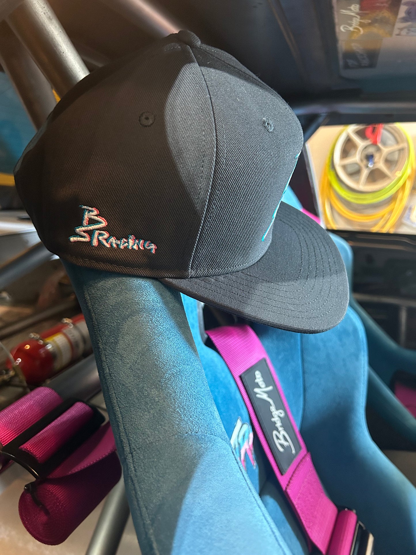 BAKA STYLE RACING : Snapback Flat Brim Embroidered Dark Grey hat