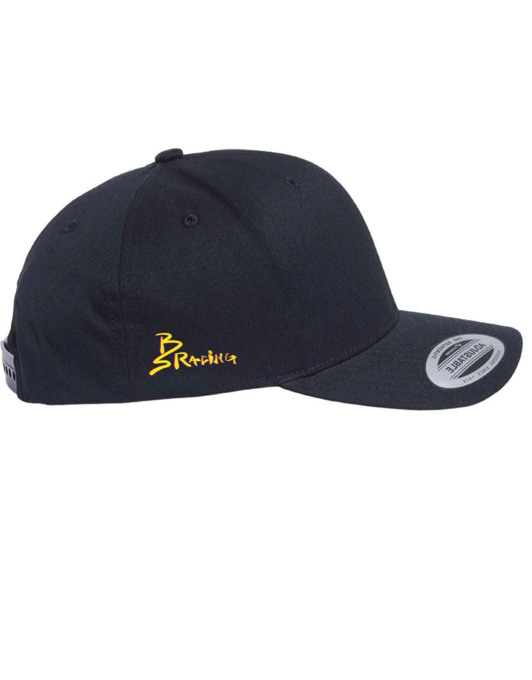 Black snapback adjustable baseball E-85 Baka Style Racing hat. side view